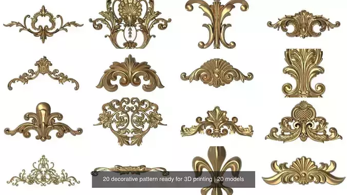 20 decorative pattern set ready for 3D printing 3D Model Collection