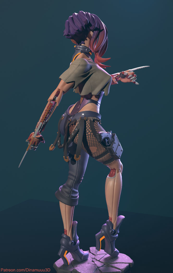 Cyberpunk Girl Blossom Multi Versions SFW NSFW STL 3D print model_6