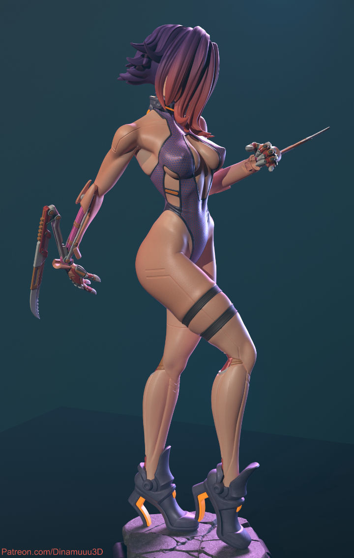 Cyberpunk Girl Blossom Multi Versions SFW NSFW STL 3D print model_12