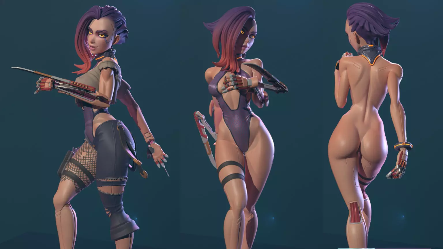 Cyberpunk Girl Blossom Multi Versions SFW NSFW STL 3D print model_0