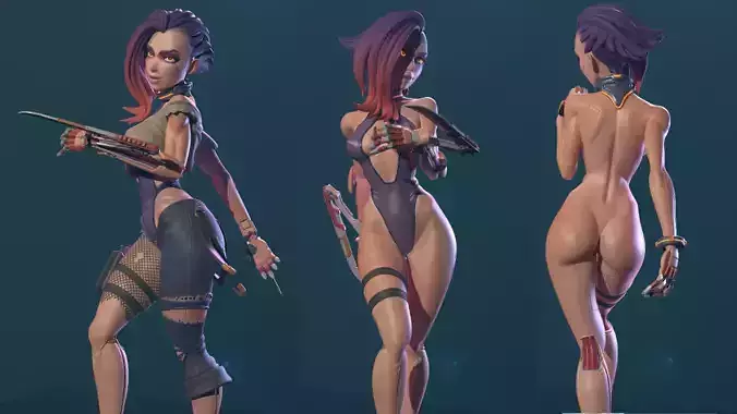 Cyberpunk Girl Blossom Multi Versions SFW NSFW STL 3D print model