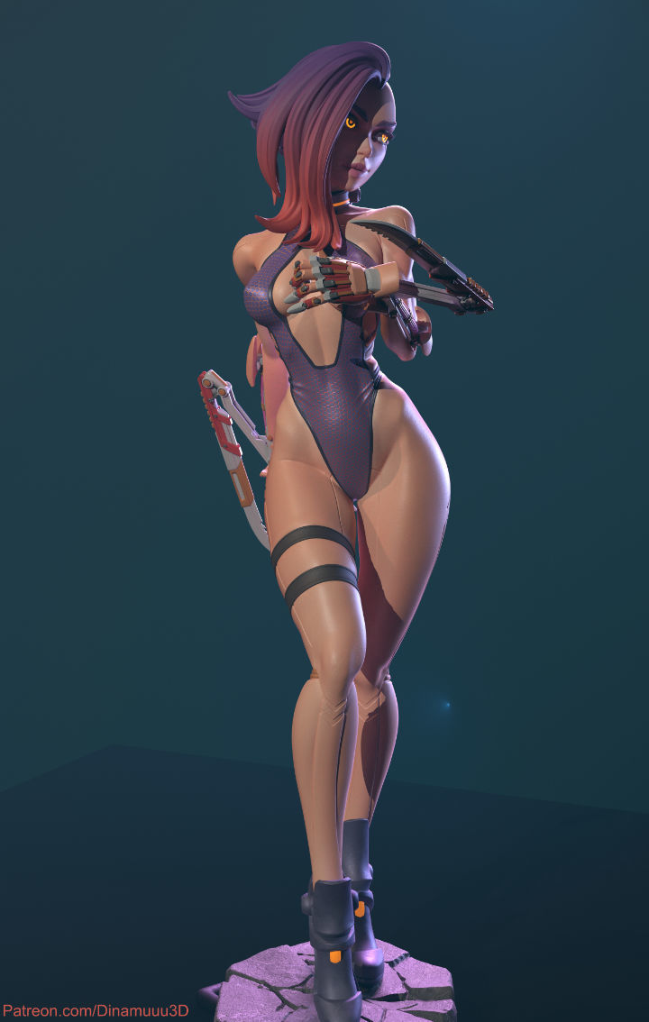 Cyberpunk Girl Blossom Multi Versions SFW NSFW STL 3D print model_7