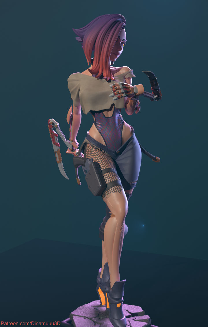 Cyberpunk Girl Blossom Multi Versions SFW NSFW STL 3D print model_16