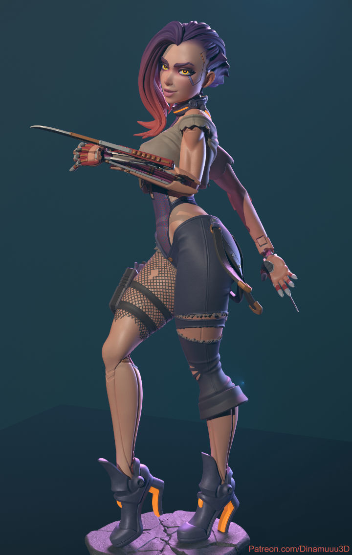 Cyberpunk Girl Blossom Multi Versions SFW NSFW STL 3D print model_17