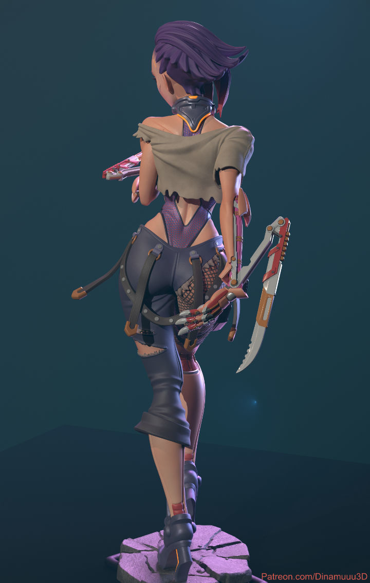 Cyberpunk Girl Blossom Multi Versions SFW NSFW STL 3D print model_15