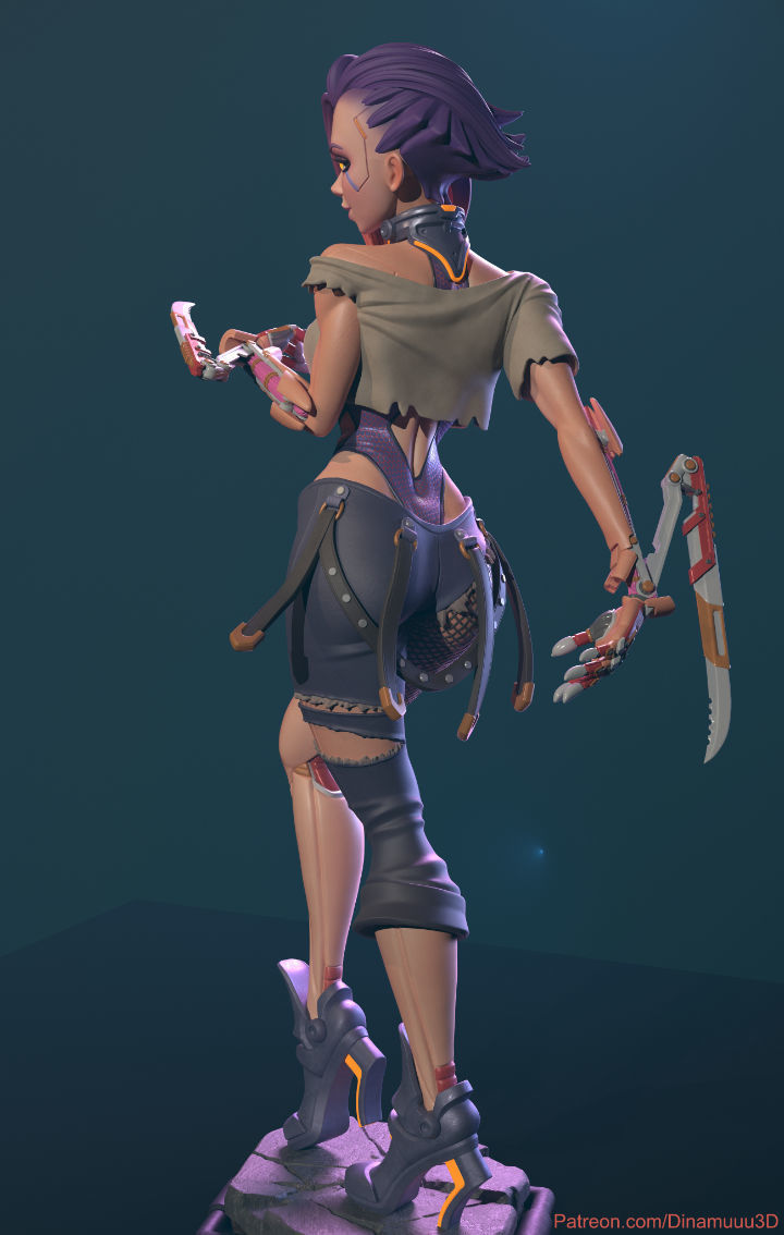 Cyberpunk Girl Blossom Multi Versions SFW NSFW STL 3D print model_14