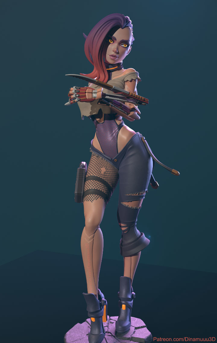 Cyberpunk Girl Blossom Multi Versions SFW NSFW STL 3D print model_13
