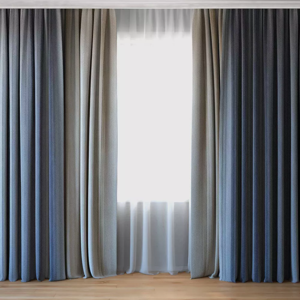 Curtains 07 Canvas curtains and tulle 3D model_0