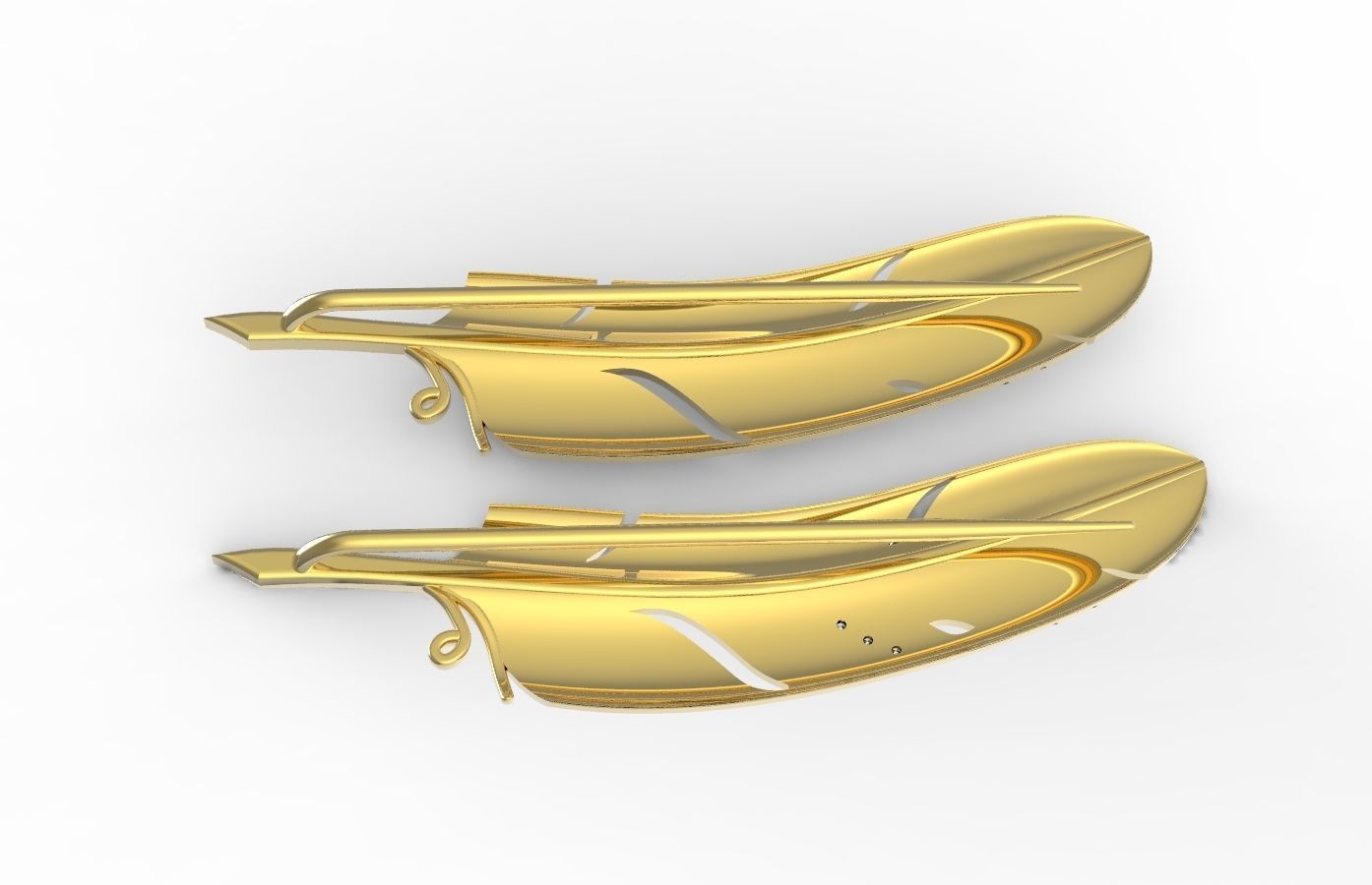 feather two feathers 3D print model_6