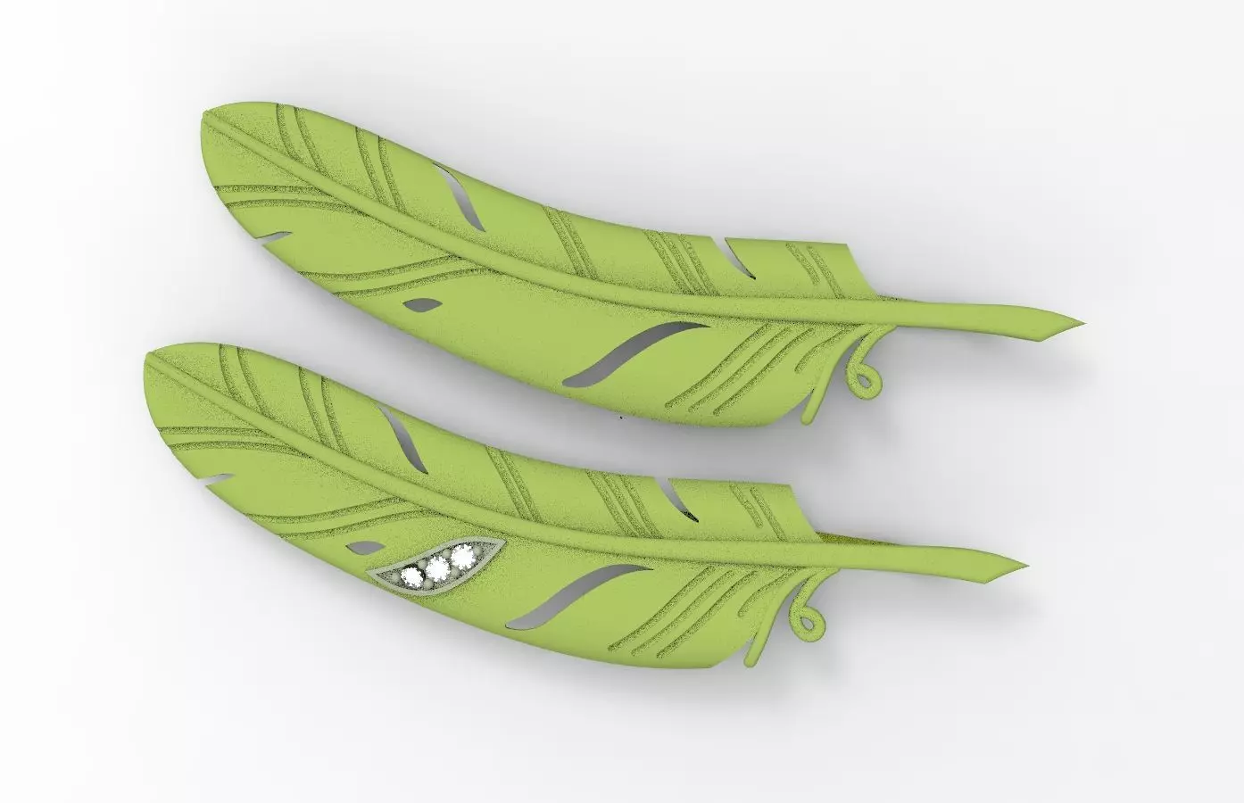 feather two feathers 3D print model_0