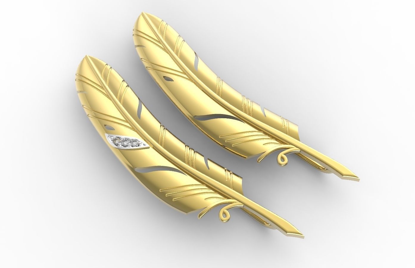 feather two feathers 3D print model_4