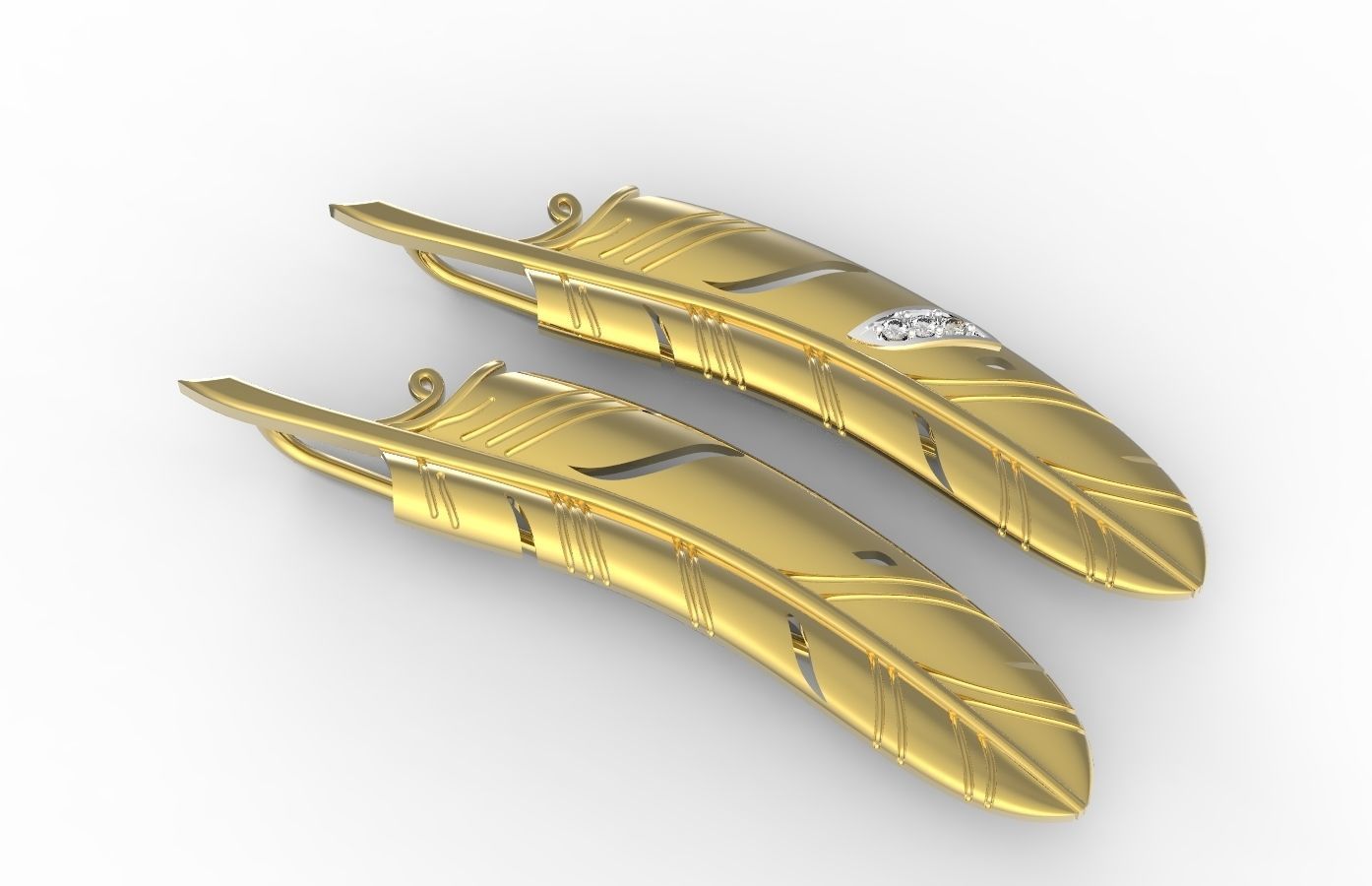 feather two feathers 3D print model_5