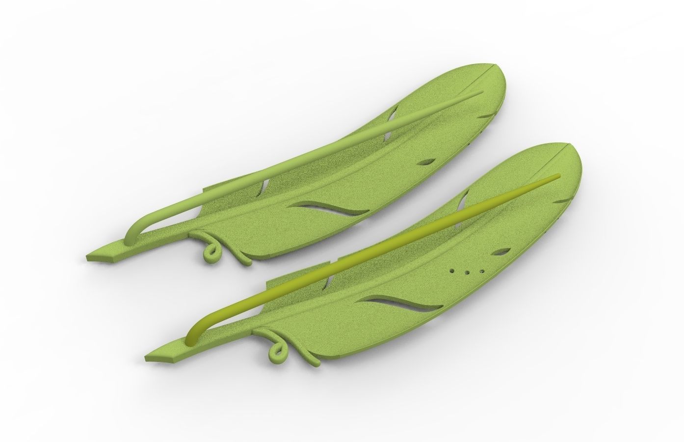 feather two feathers 3D print model_2