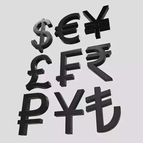 Currency Symbols Pack Low-poly 3D model