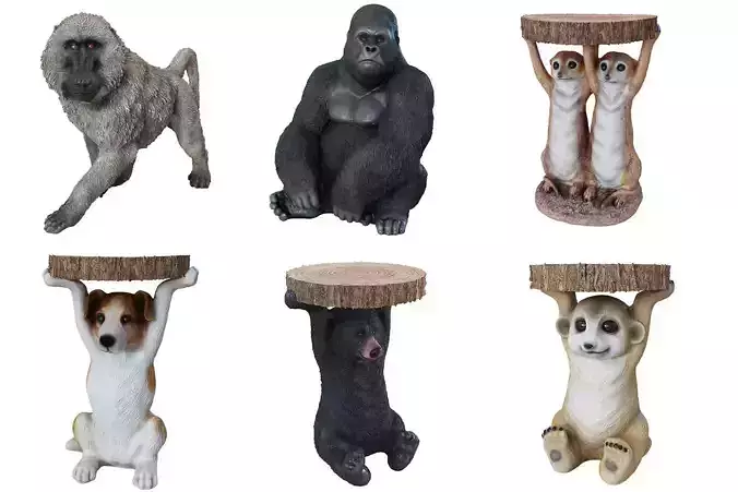 Decorative animal statues 3D Model Collection
