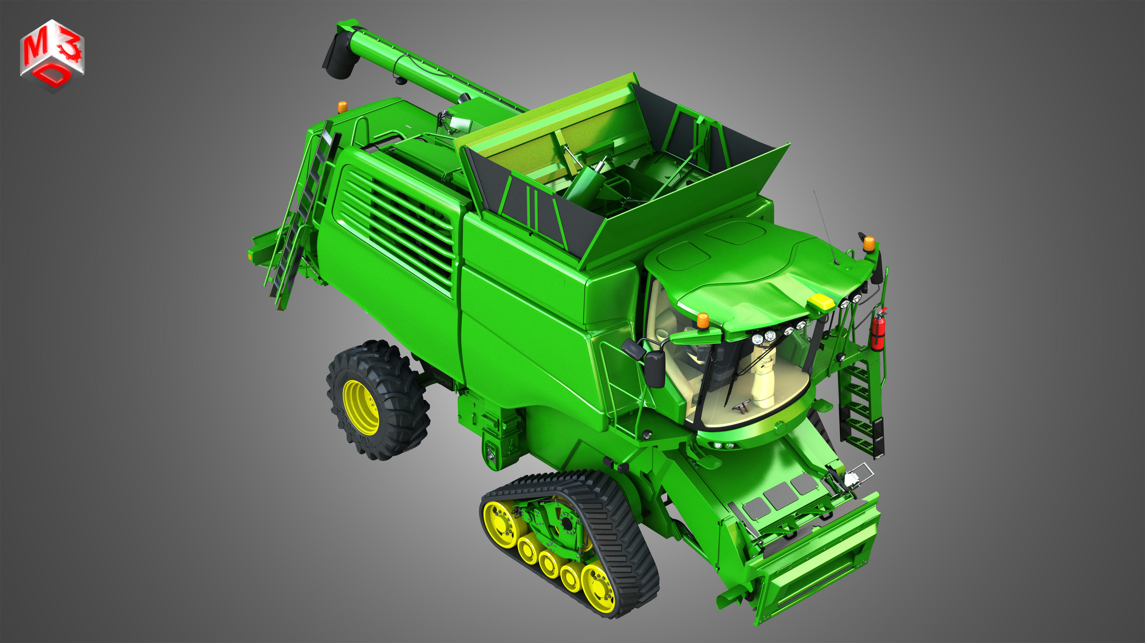 JD - T560 Hillmaster Harvester Combine 3D model_9