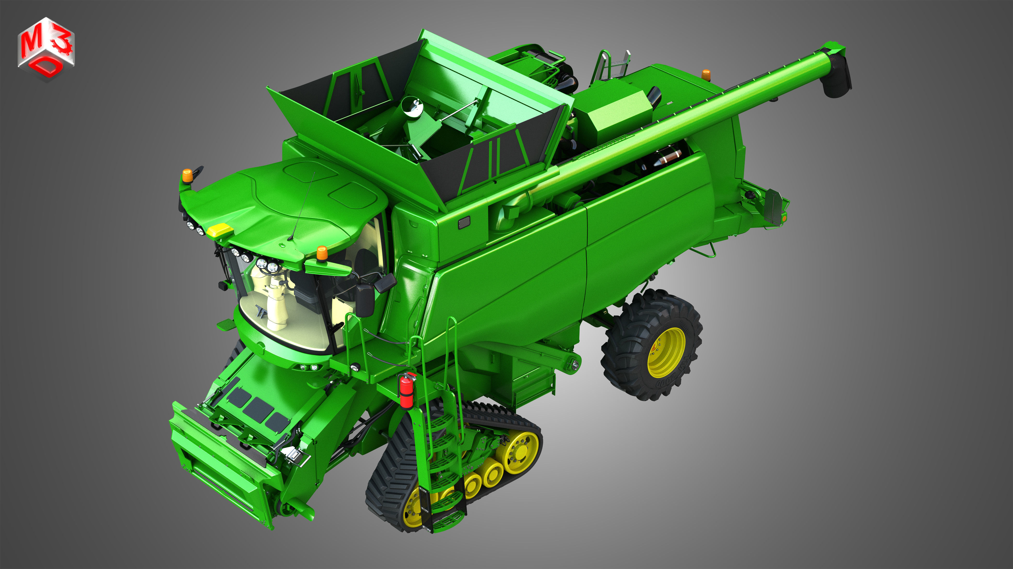 JD - T560 Hillmaster Harvester Combine 3D model_7