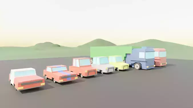 Low Poly City Vehicles 3D model