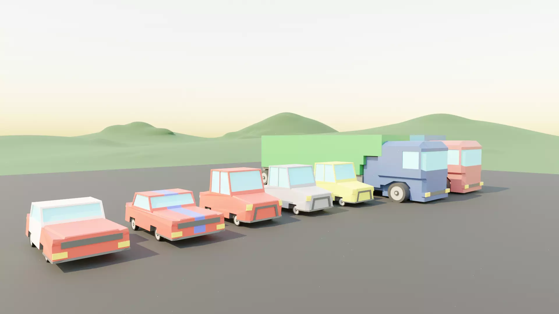 Low Poly City Vehicles 3D model_0