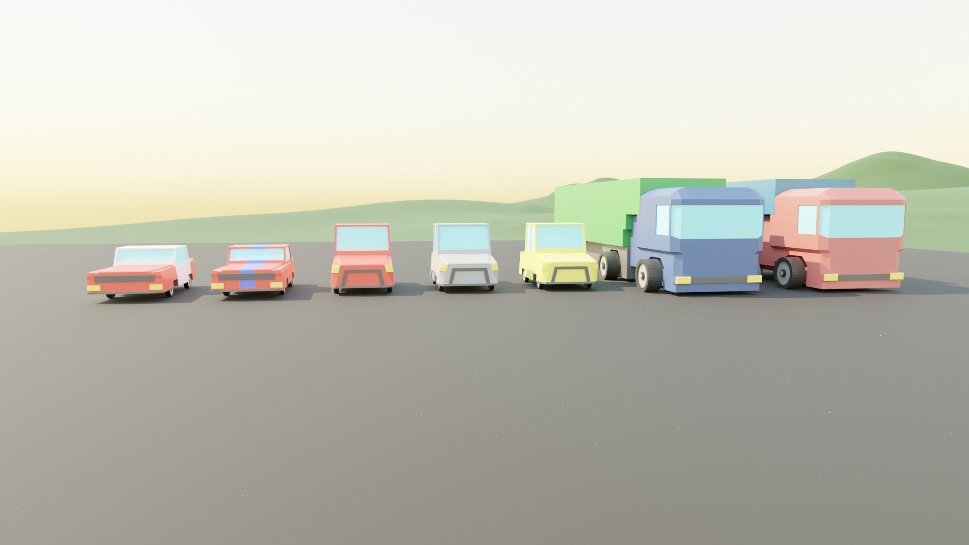 Low Poly City Vehicles 3D model_1