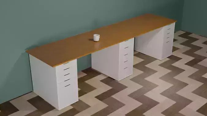 OfficeTable01 desk with three drawers