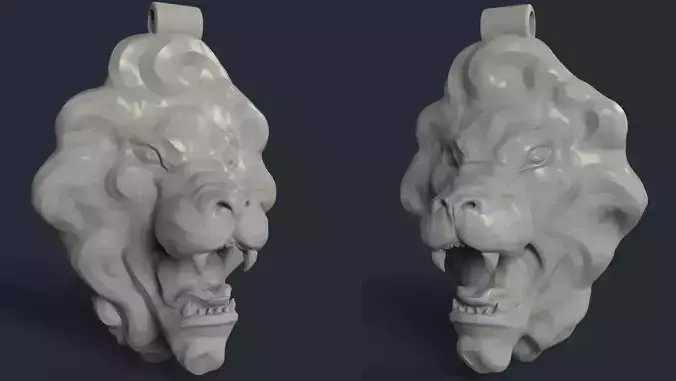 Lion 3D print model head pendant