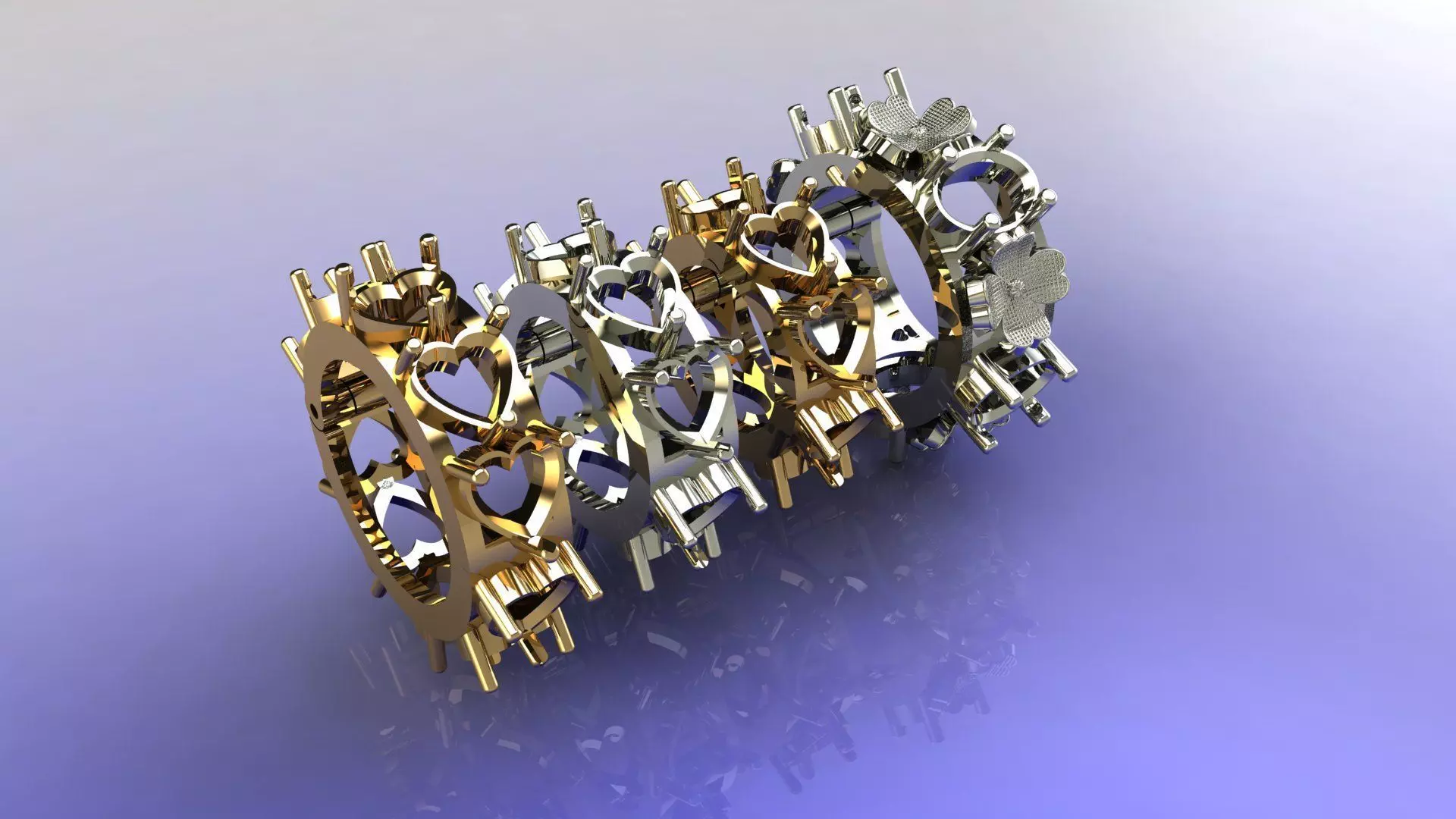 Beautiful 4 Rings dimon and flower 3D print model