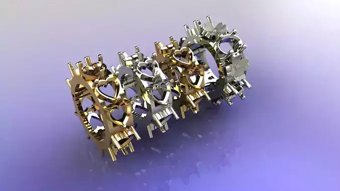 Beautiful 4 Rings dimon and flower 3D print model
