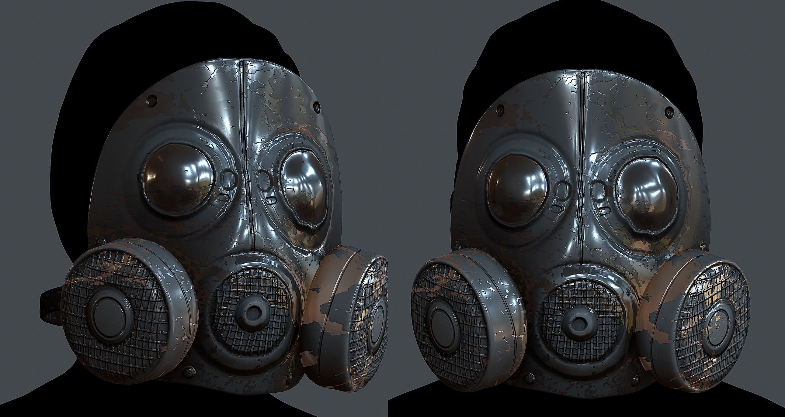 Gas mask helmet 3d model scifi Low-poly Low-poly Low-poly 3D model_1