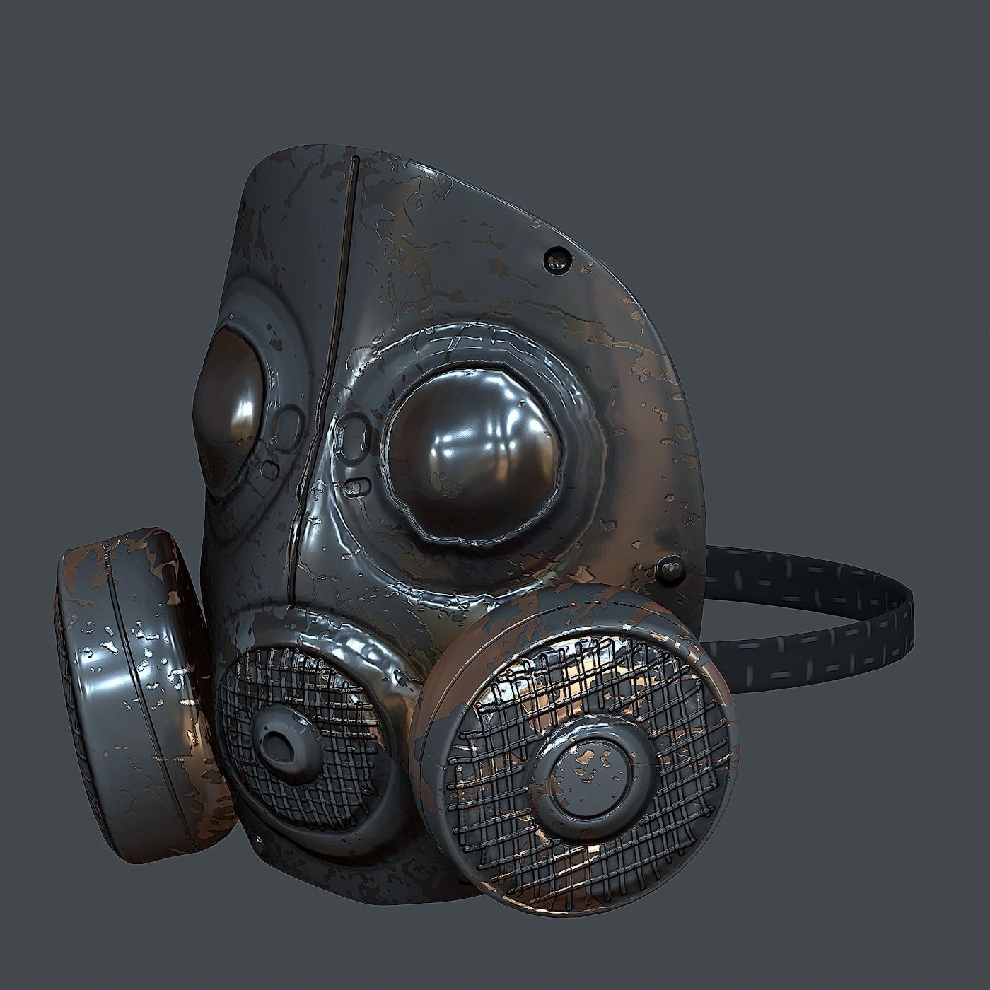 Gas mask helmet 3d model scifi Low-poly Low-poly Low-poly 3D model_3