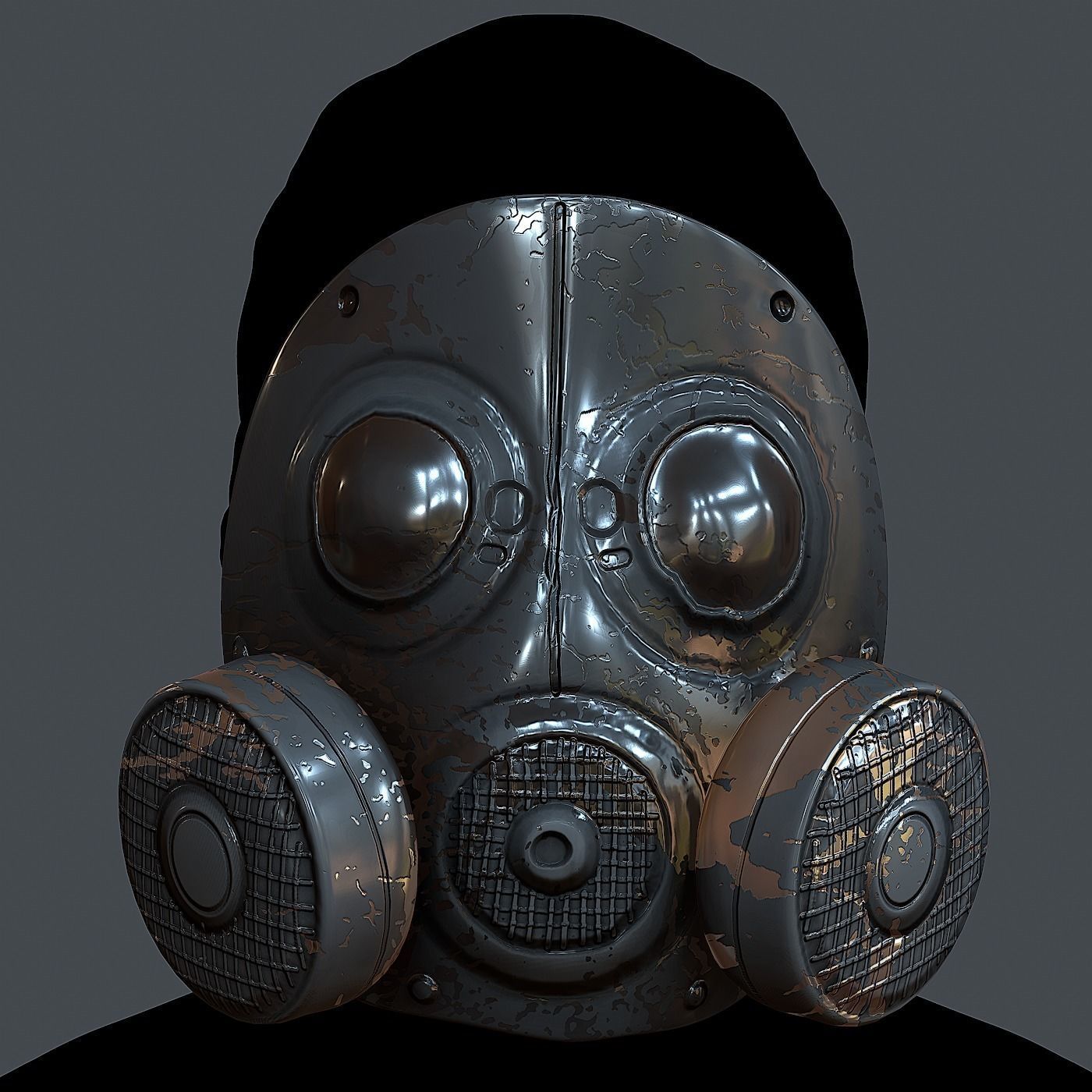 Gas mask helmet 3d model scifi Low-poly Low-poly Low-poly 3D model_2