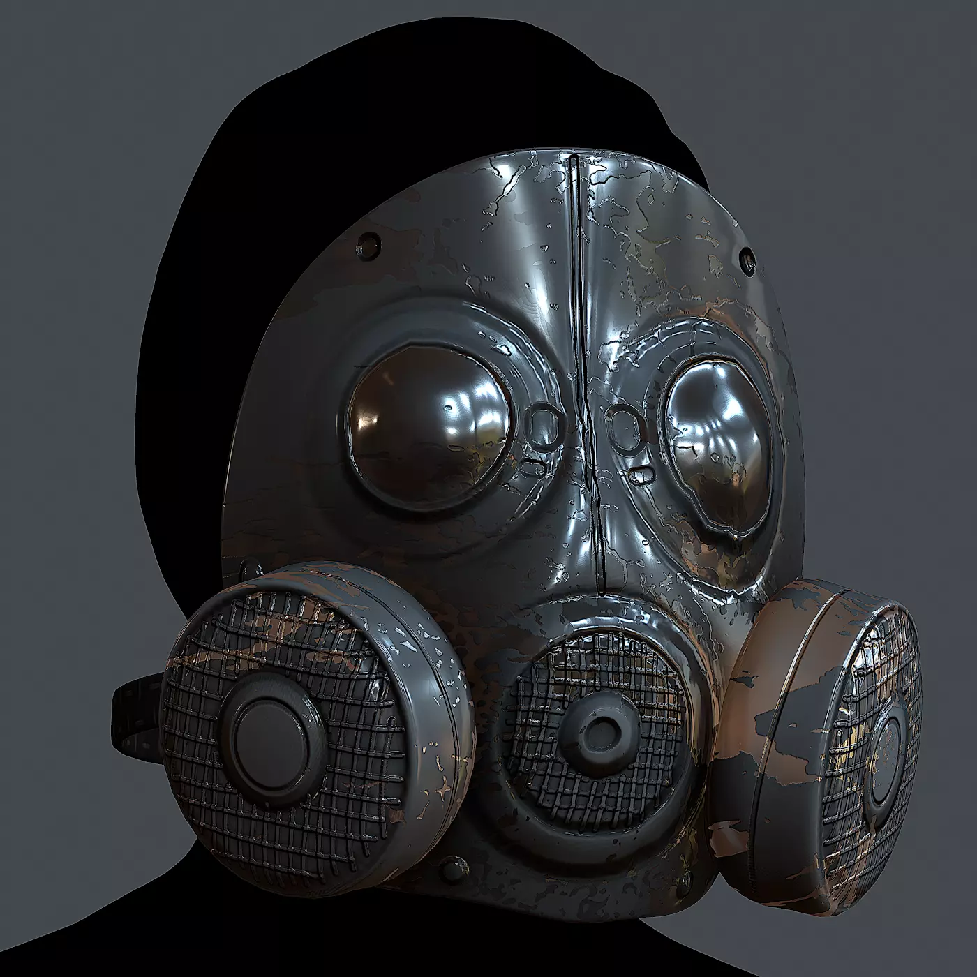 Gas mask helmet 3d model scifi Low-poly Low-poly Low-poly 3D model_0