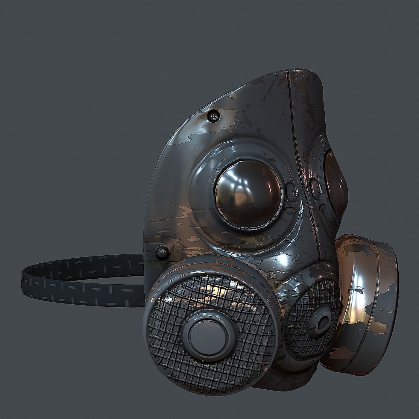 Gas mask helmet 3d model scifi Low-poly Low-poly Low-poly 3D model_5