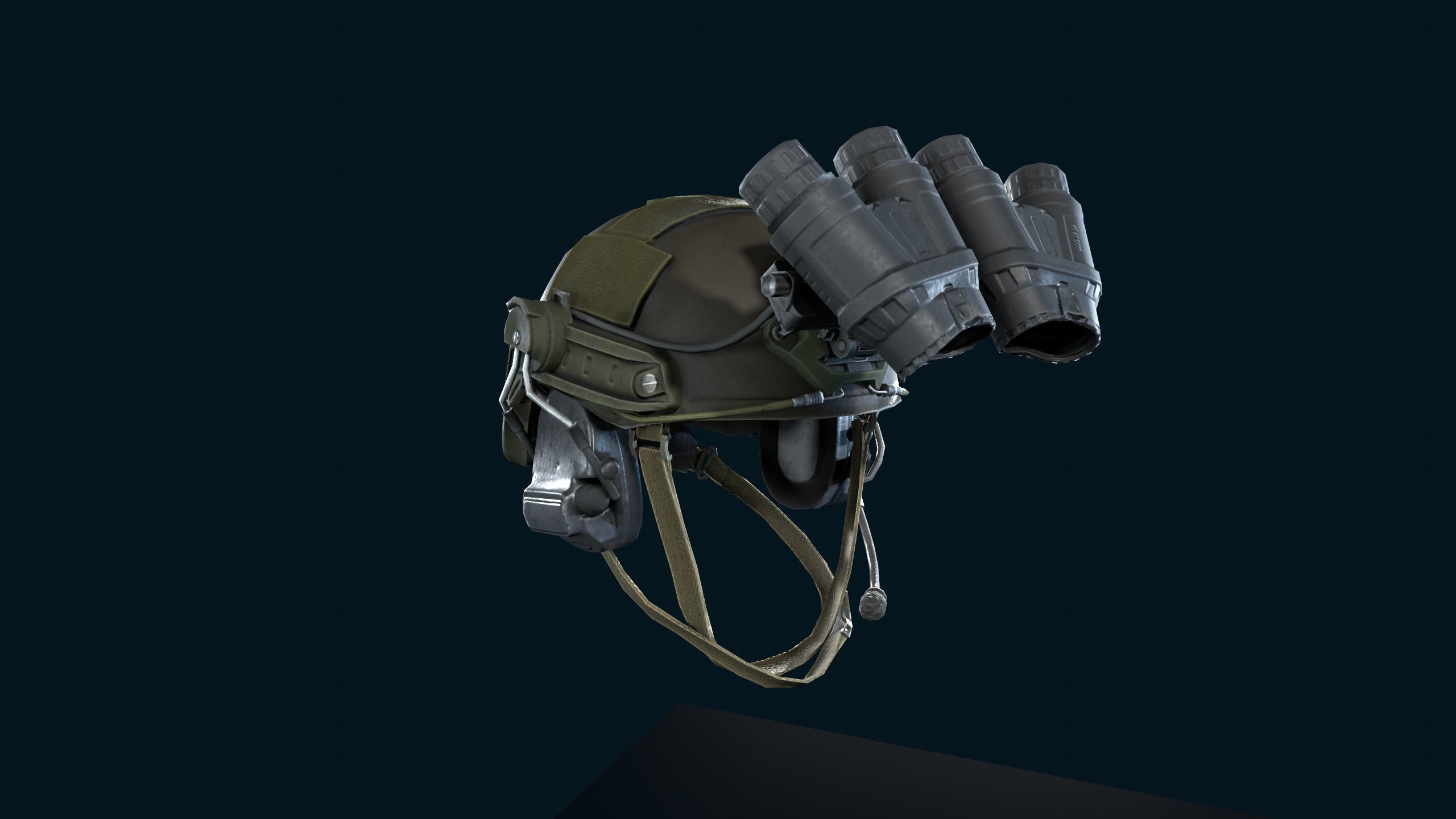 Military light helmet with night vision goggles Low-poly 3D model_5