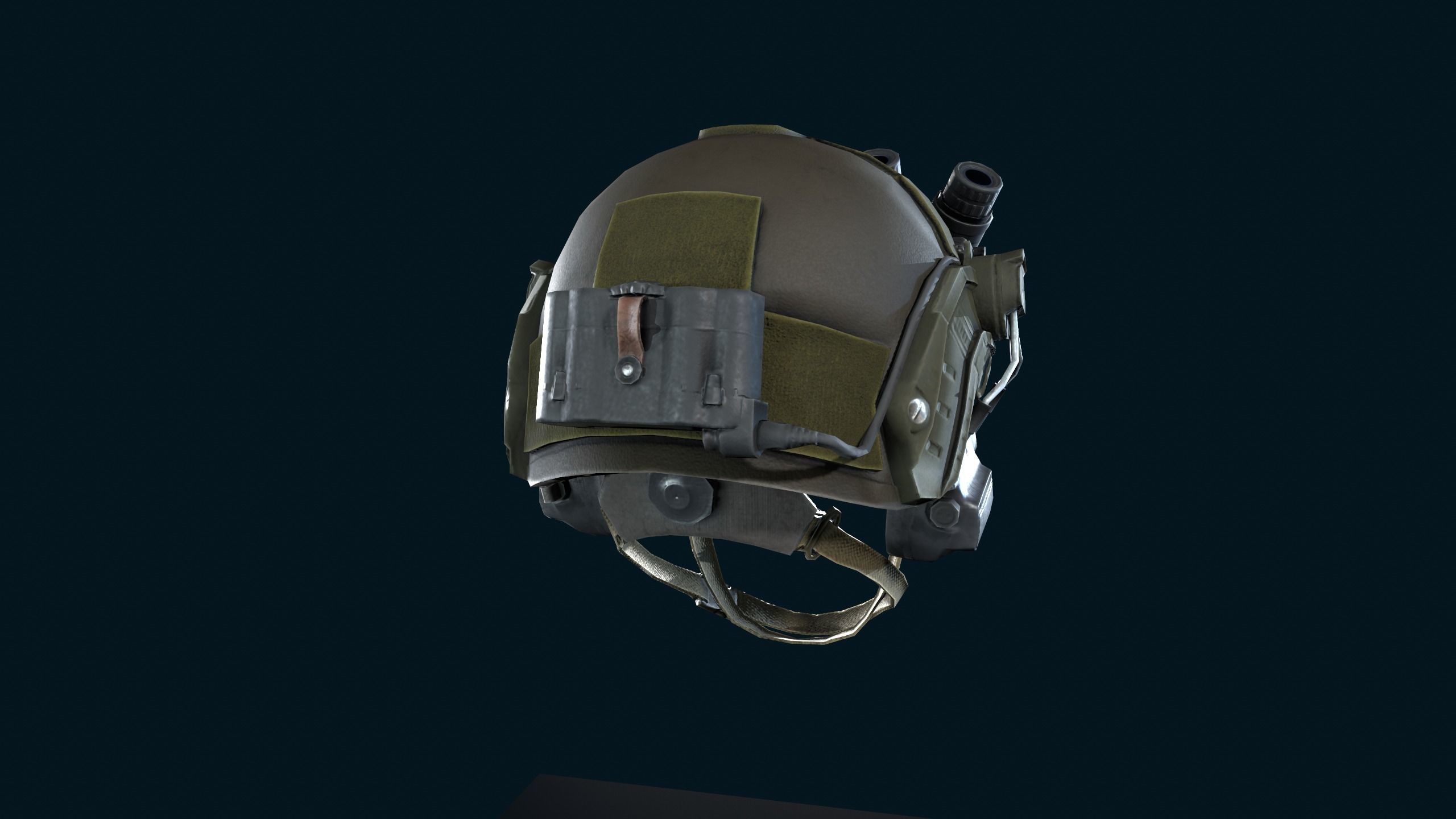Military light helmet with night vision goggles Low-poly 3D model_7