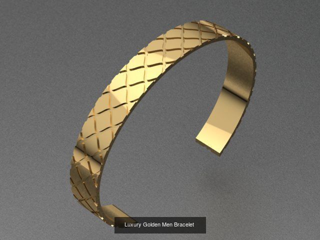 Men Golden Ring and Men Golden Bracelet Set  3D Model Collection_1