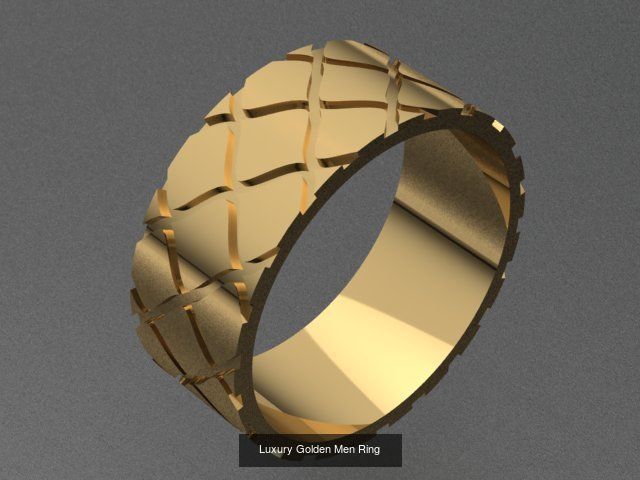 Men Golden Ring and Men Golden Bracelet Set  3D Model Collection_2