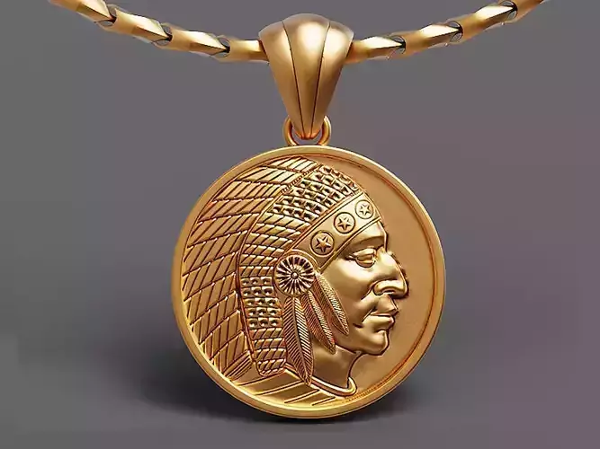 indian pendant Silver Gold  Print