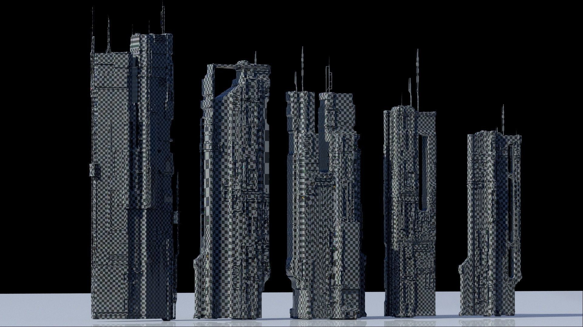High Quality Cyberpunk Sci fi City Buildings  Low-poly 3D model_3