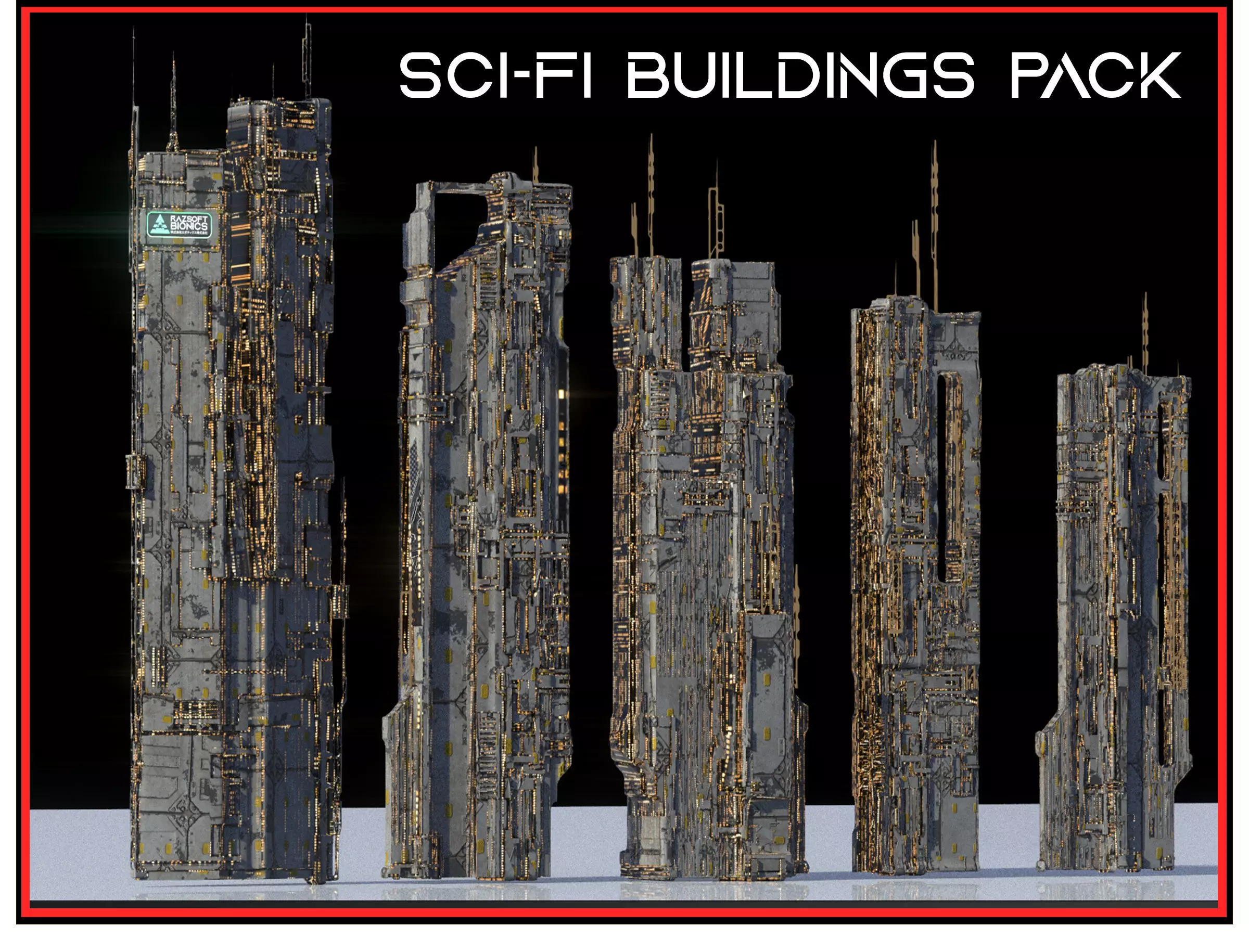 High Quality Cyberpunk Sci fi City Buildings  Low-poly 3D model_0