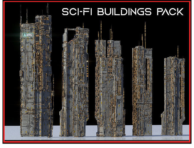 High Quality Cyberpunk Sci fi City Buildings  Low-poly 3D model