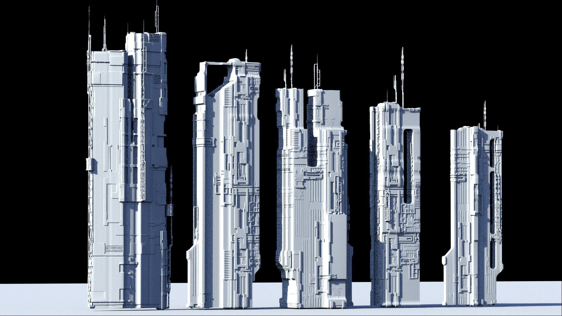 High Quality Cyberpunk Sci fi City Buildings  Low-poly 3D model_2