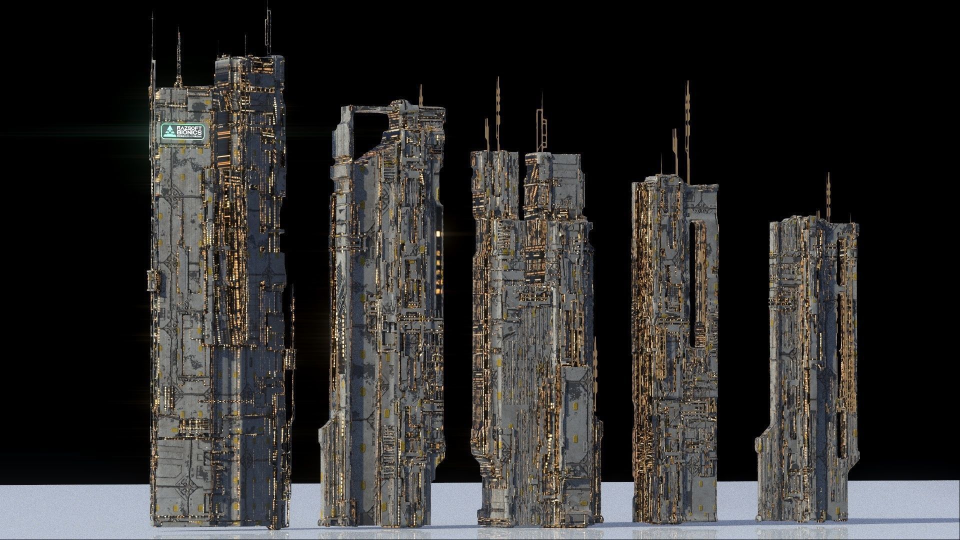 High Quality Cyberpunk Sci fi City Buildings  Low-poly 3D model_1