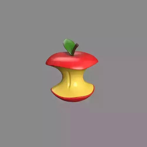 Apple eaten PBR cartoon low poly