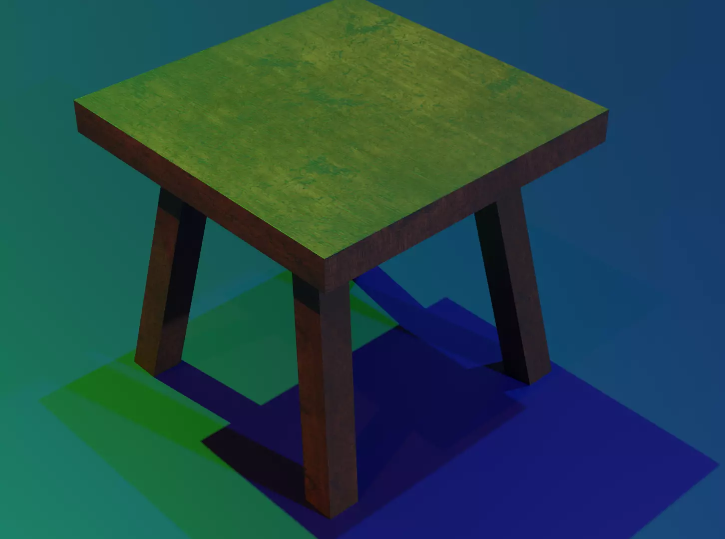 Table wooden stool 3D model_0