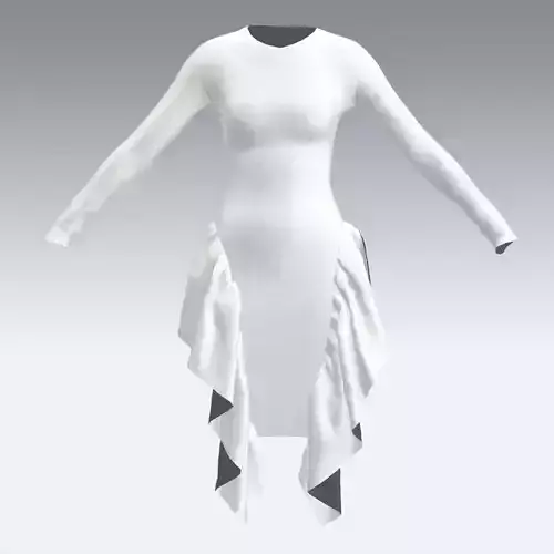 RUFFLED AND SLEEVED DRESS