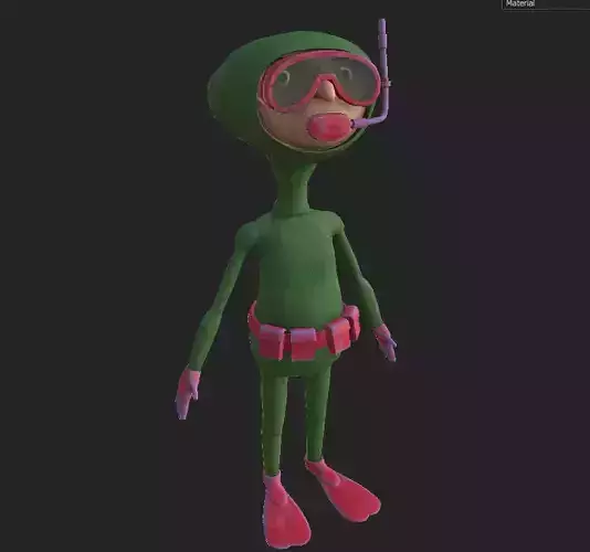 Diver animated character in suit