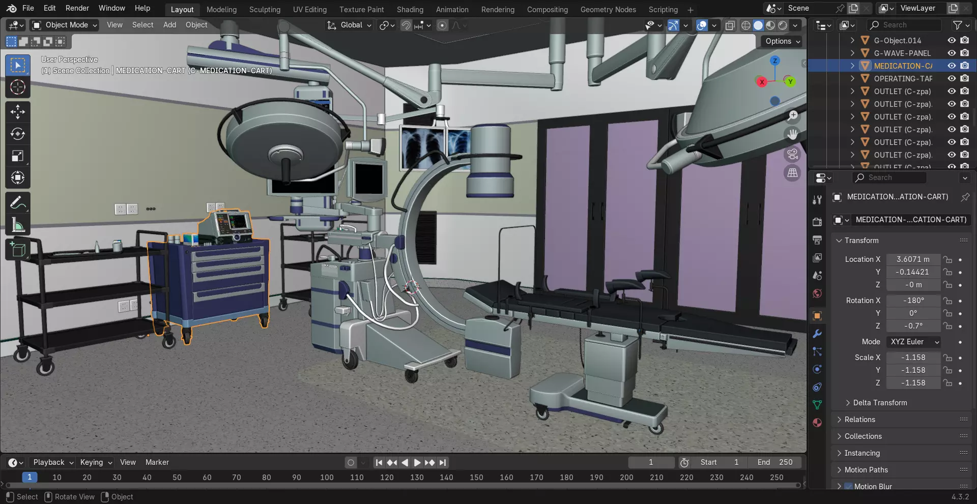 MEDICAL SPACES-SURGICAL OPERATION ROOM Low-poly 3D model_9