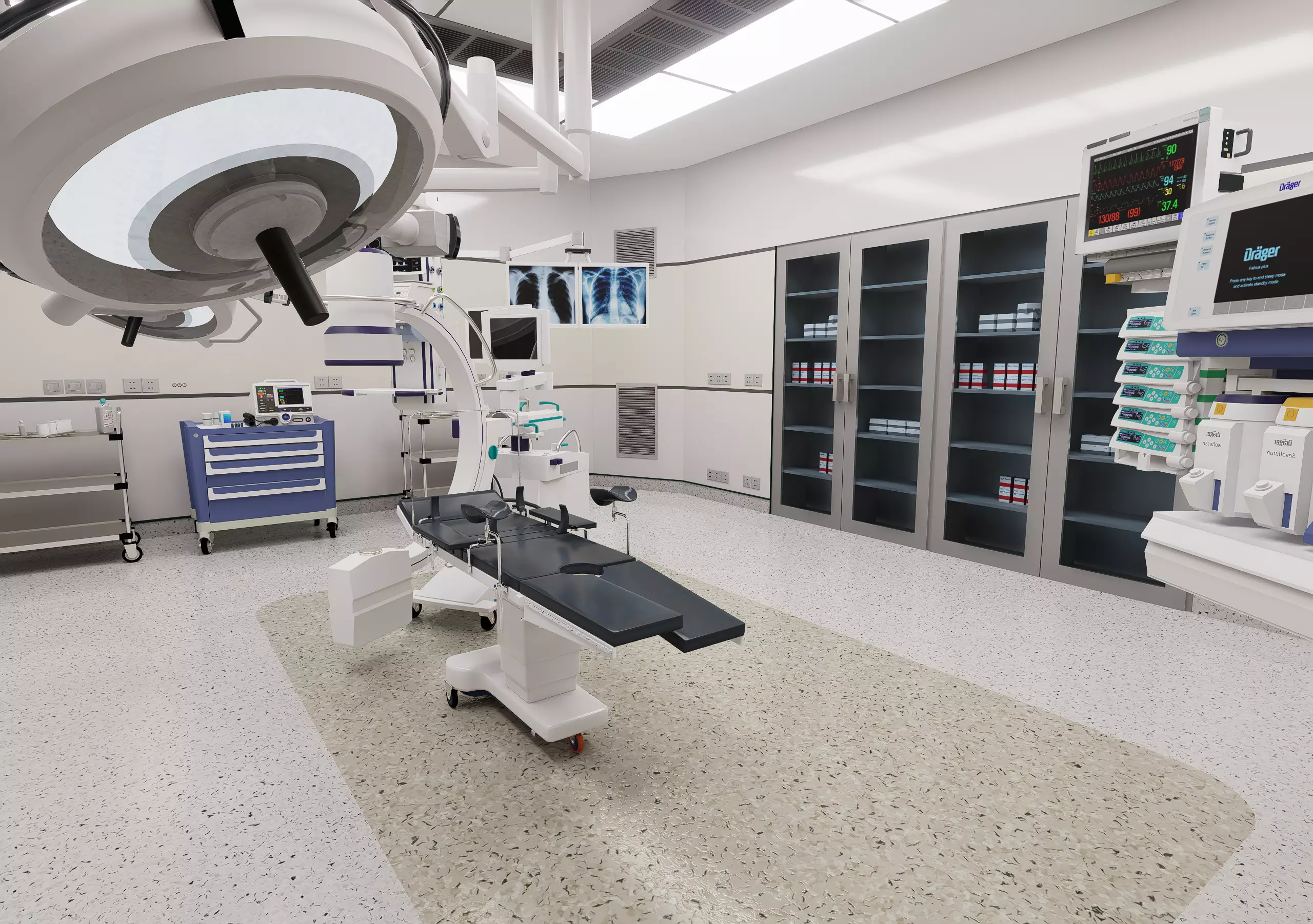 MEDICAL SPACES-SURGICAL OPERATION ROOM Low-poly 3D model_2