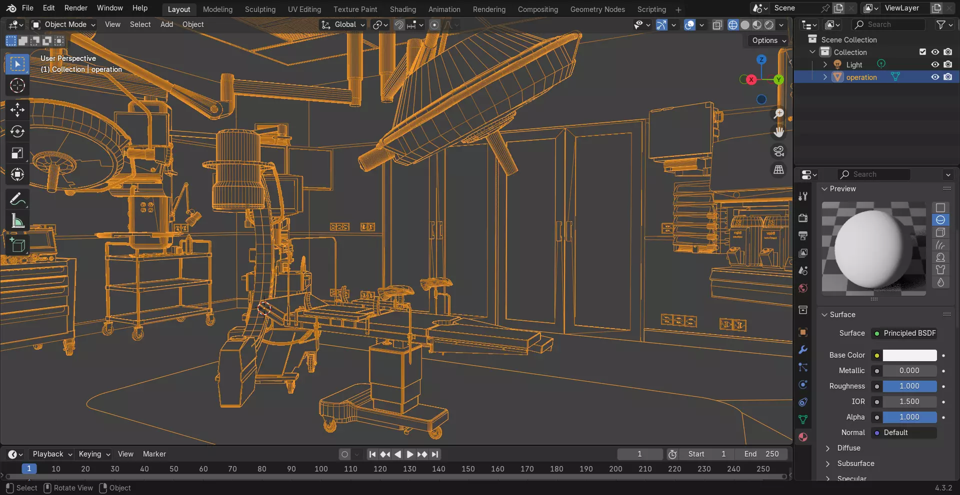 MEDICAL SPACES-SURGICAL OPERATION ROOM Low-poly 3D model_12